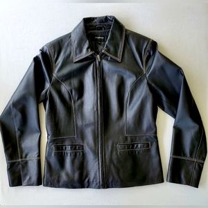 Colebrook Classics Black Leather Jacket, Women's size Medium